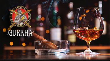 cigar lounge with gurkha logo