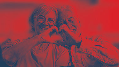 older people with heart hands
