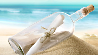 message in a bottle on the beach